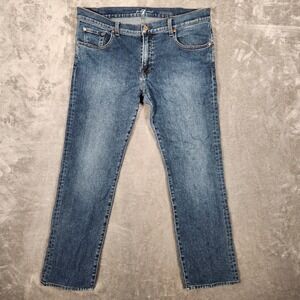 7 For All Mankind Slimmy Slim‎ Straight Jeans Mens 36X29 Blue Denim